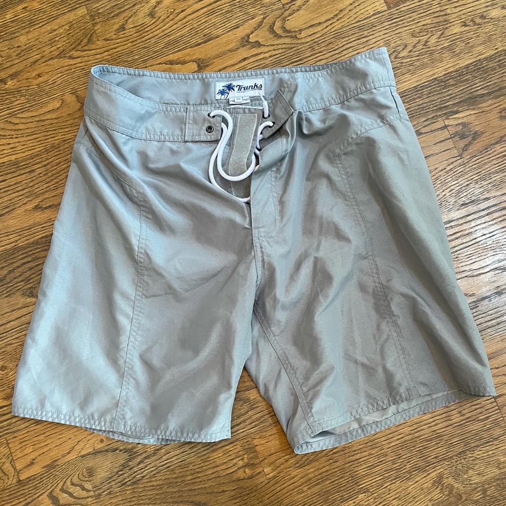 Trunks- gray swim trunks